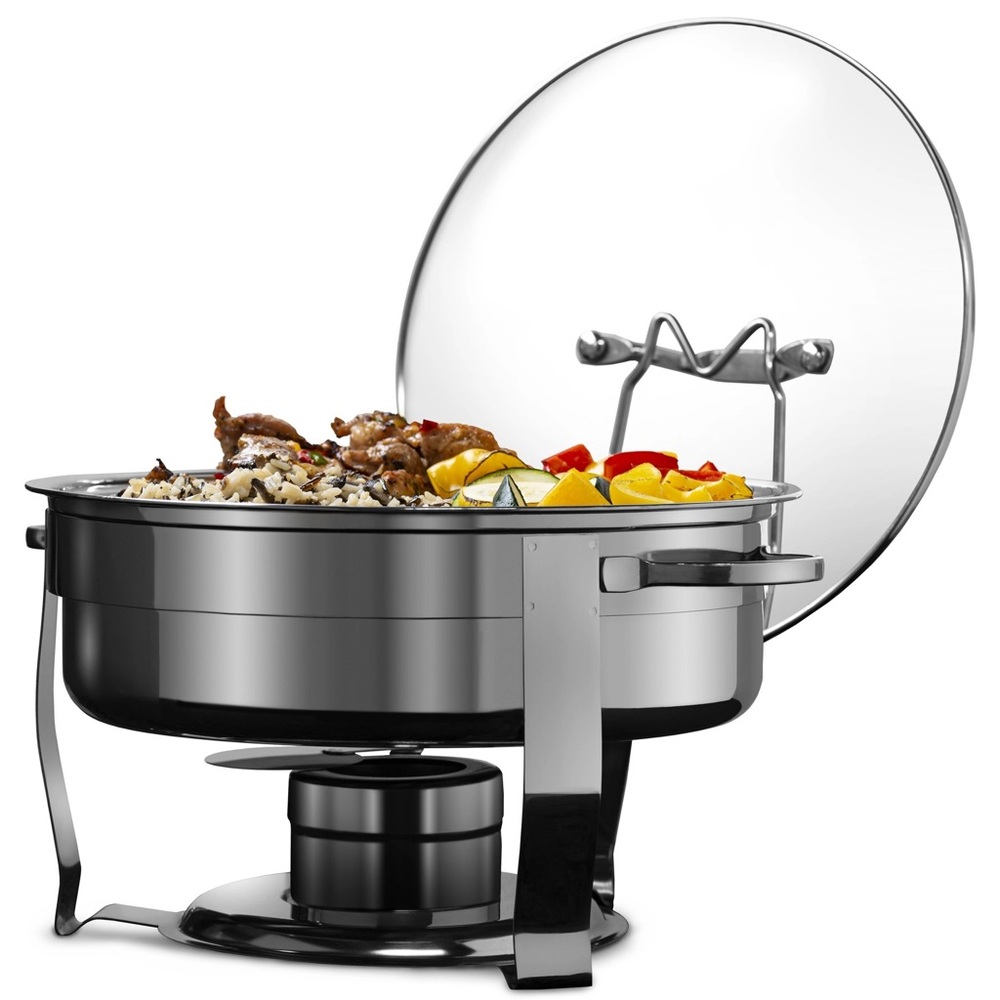 Kook Stainless Steel Chafing Dish with Glass Lid, 4.5 Qt